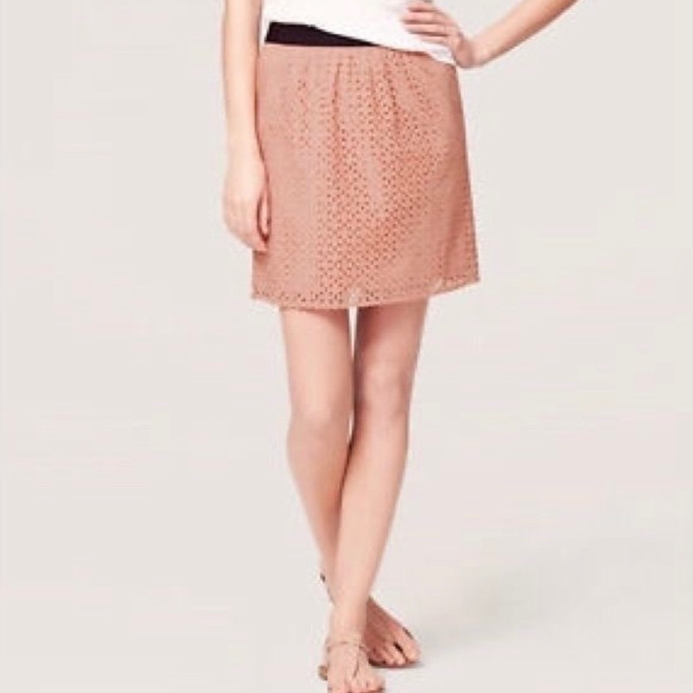 LOFT Blush Rose Eyelet Skirt